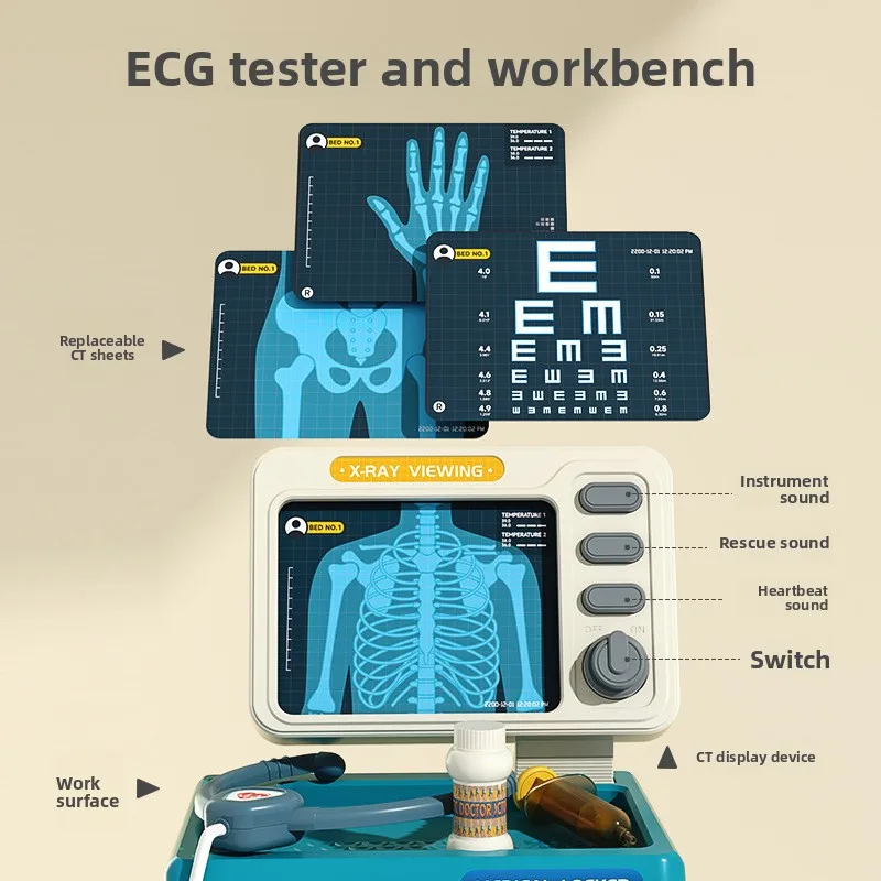 Ensemble de jeu de rôle de médecin pour enfants avec simulateur d'électrophère cardiaque et stéthoscope Eonal, jouets de simulation pour garçons et...