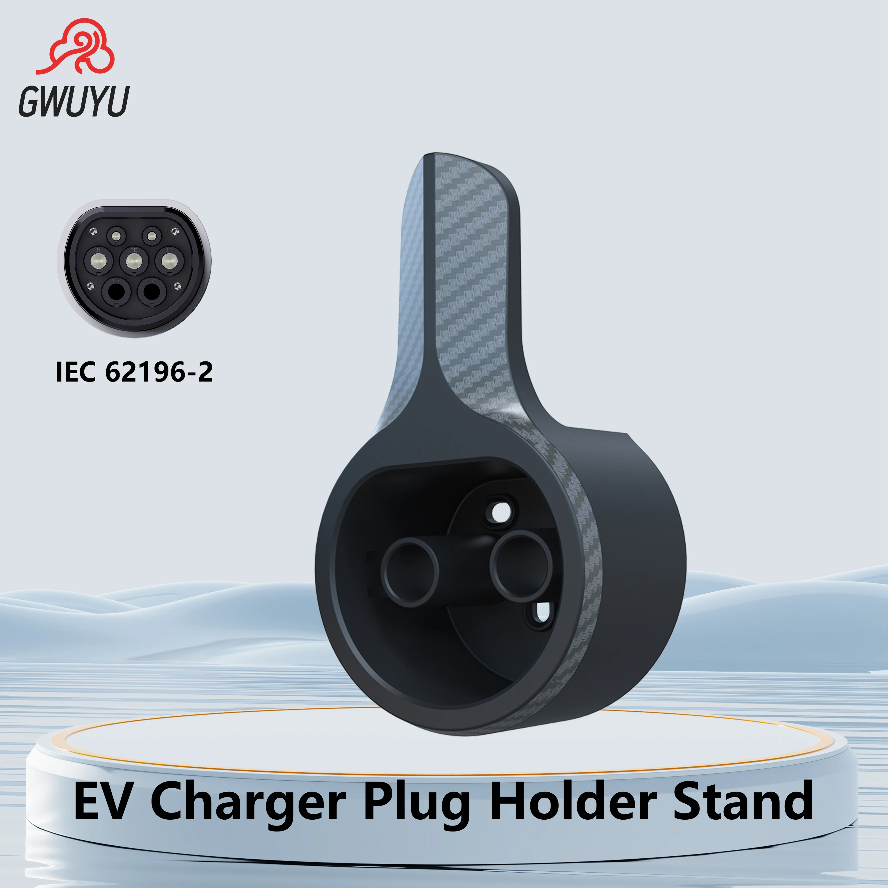 

GWUYU Type 2 EV Charging Cable Wall Mount Holder EU Standard Wallbox Cable Organizer Fixed Bracket