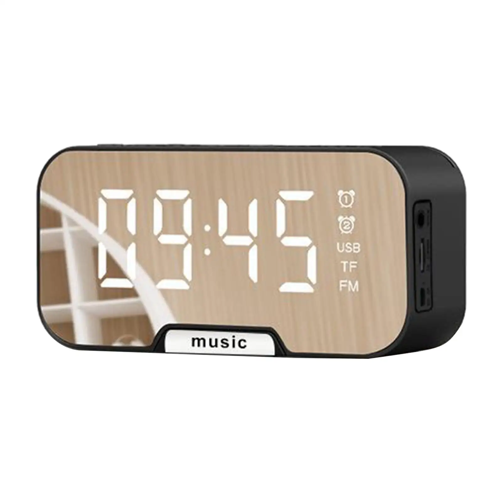 FM Radio Clock Digital Bedside Sleep Dual Timer Large Mirror LED Display