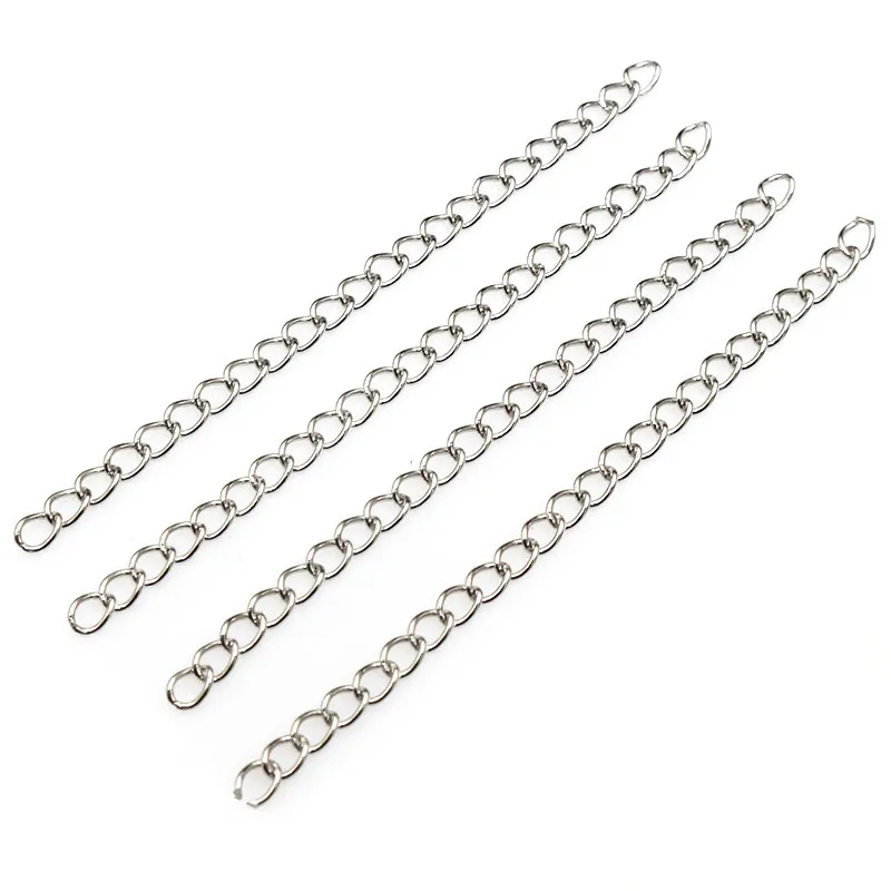 50pcs 4x3mm 50/70mm Length Stainless steel Bulk Necklace Extension Chain Tail Extender Bracelet Chains Jewelry Making Findings