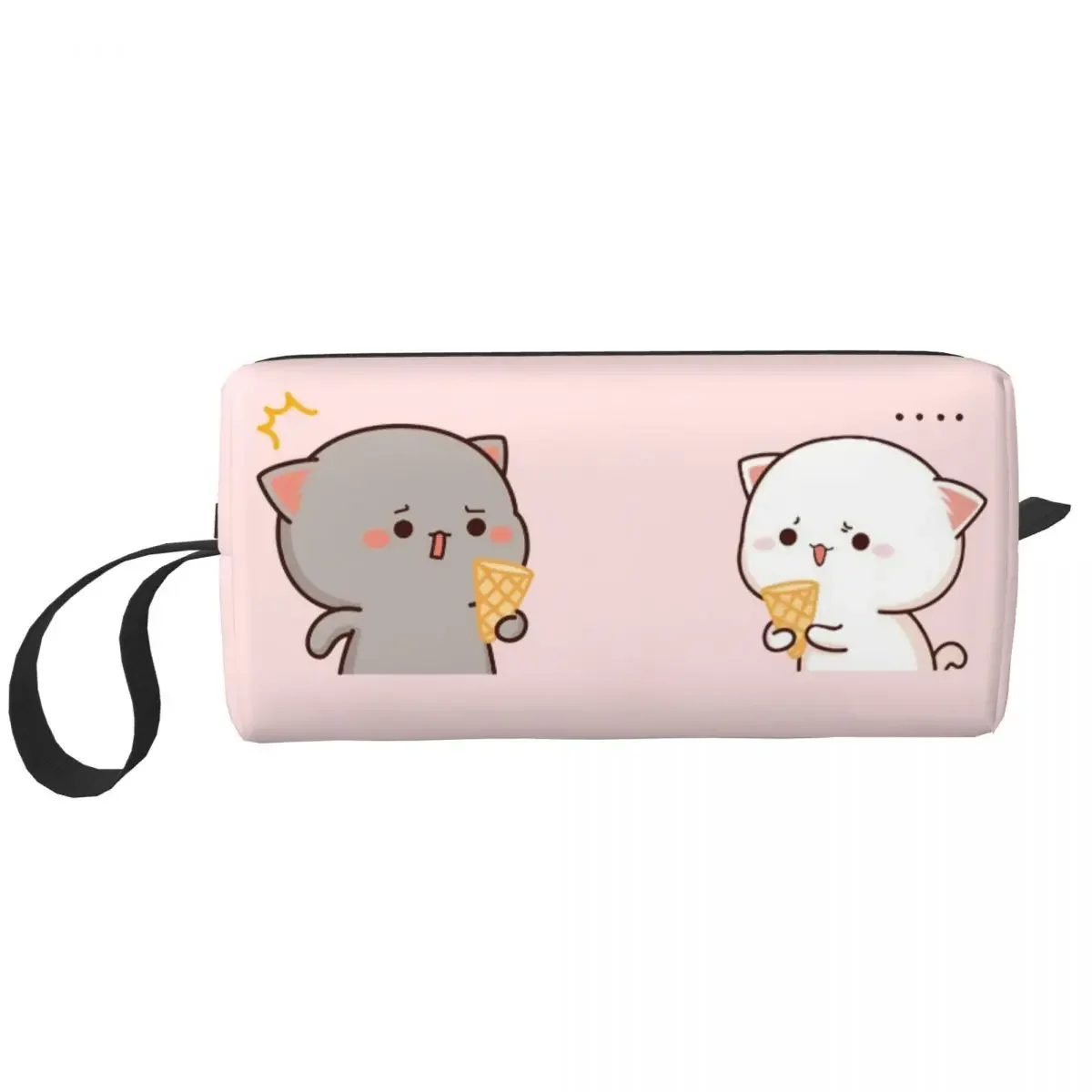 Peach And Goma Mochi Cat Large Makeup Bag Zipper Pouch Travel Cosmetic Bags Cute Ice Cream Bear Storage Bag for Unisex