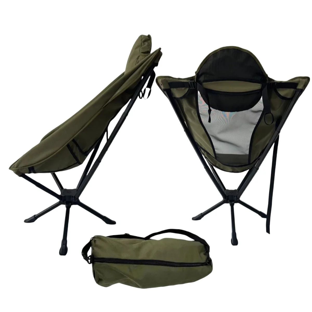 Rotatable Outdoor Chair High Back Portable Swivel Camping Chair Folding Aluminum Camping Chair with Pillow