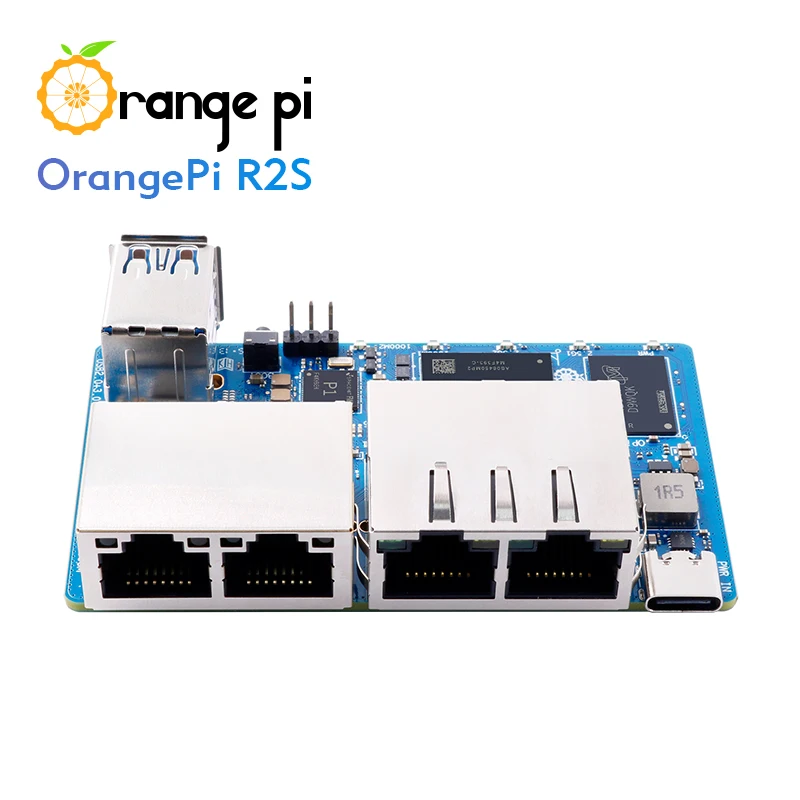 Orange Pi R2S 2GB RAM RISC-V مجلس التنمية 8GB eMMC 2 قمم NPU 2x2.5G + 2x1000M جيجابت إيثرنت لوحة واحدة الكمبيوتر
