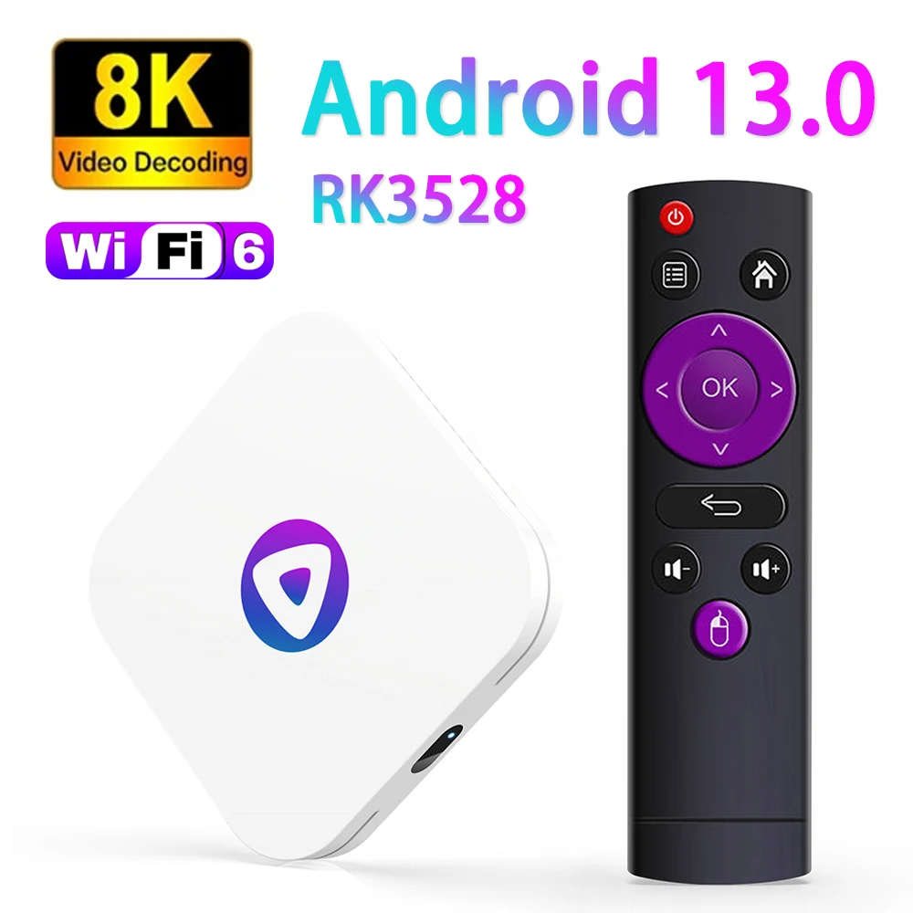 

8K ULTRA HD Smart TV Box H96 MAX Android 13.0 RK3528 2.4G/5G WiFi BT4.0 Media Player 1080P@60fps Quad Core CPU Smart Set Top Box