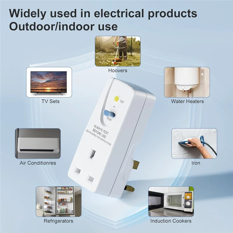 

KYCOR-белый поликарбонат 13A RCD-штекер PRCD-адаптер для защиты от утечки, розетка стандарта Великобритании, вилка 30 мА, британская вилка