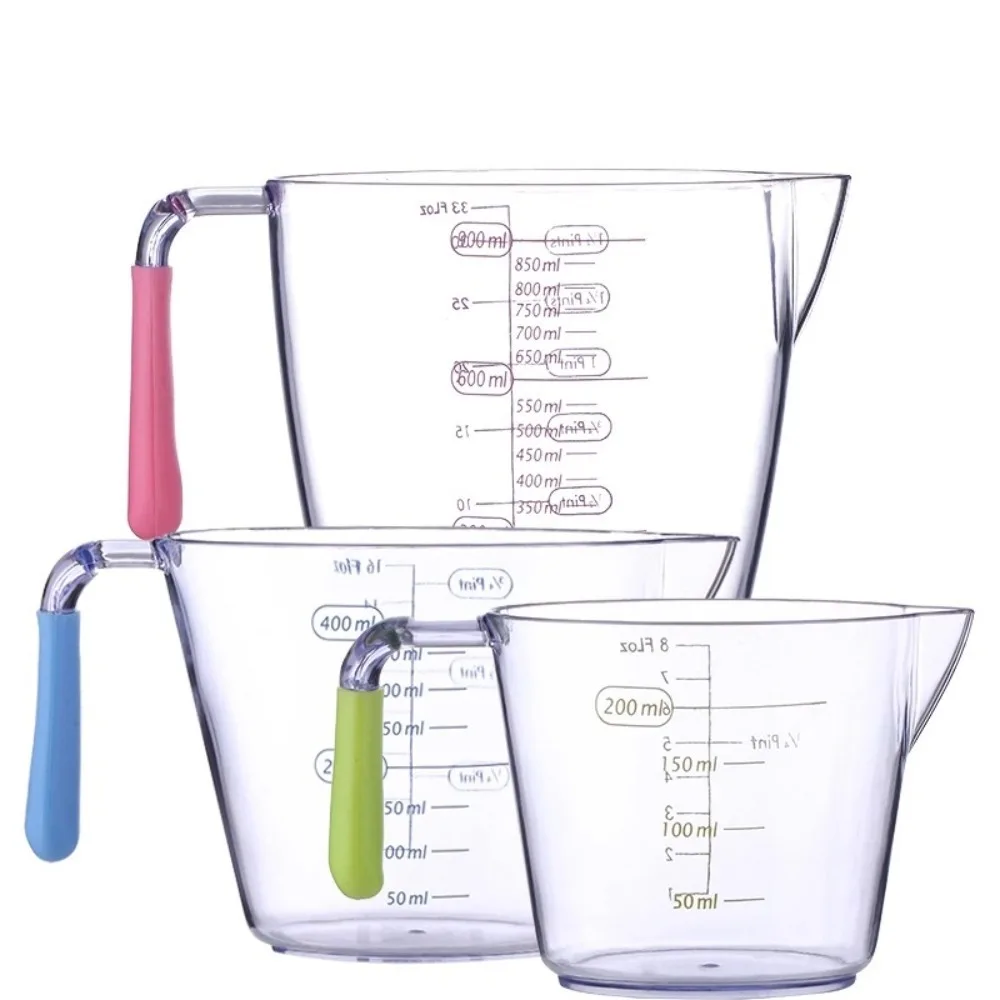 

3pcs/set Stackable Plastic Measuring Cups Set with Scales Non-slip Handle Baking Measuring Cup V-shaped Flow Guide Clear