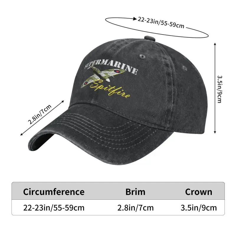 Cotton Supermarine Spitfire Raf Baseball Cap Men Women Breathable Fighter Plane WW2 War Pilot Aircraft Airplane Dad Hat Outdoor