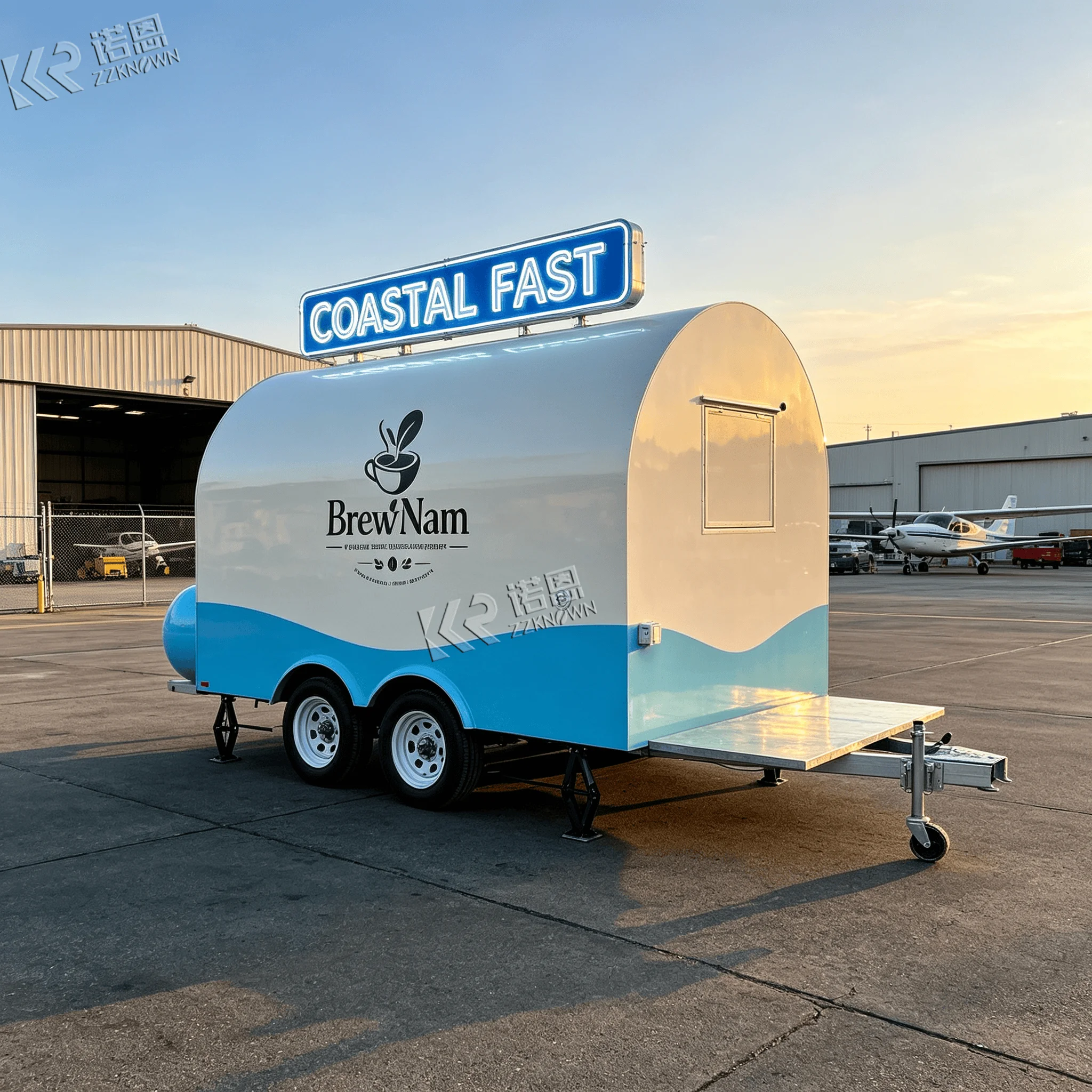 2.3m 304 Stainless Curved‑Body Food Truck & Food Trailer for Botanical Garden Tourist Beverage & Snack Service