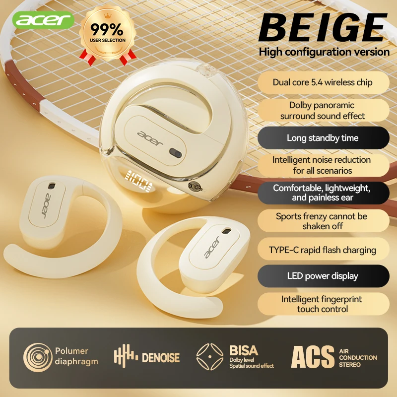 Acer Ohr538 ワイヤレスBluetoothヘッドホン、オープンデザイン、重