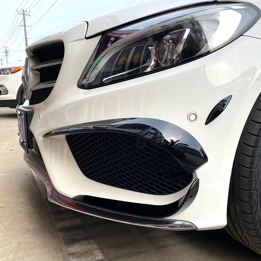 For Mercedes Benz C Class W205 C180 C200 C260 C300 2015 2016 2017 2018 Front Bumper Lip Spoiler Splitters Canards