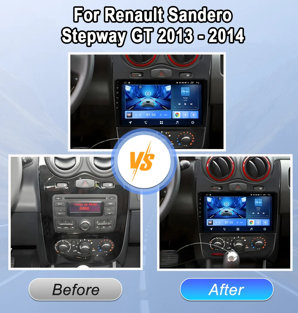 Android 15 For Renault Sandero Stepway GT 2013 -2014 Car play Auto Radio Multimedia Video Player Navigation GPS 4G Touch Screen