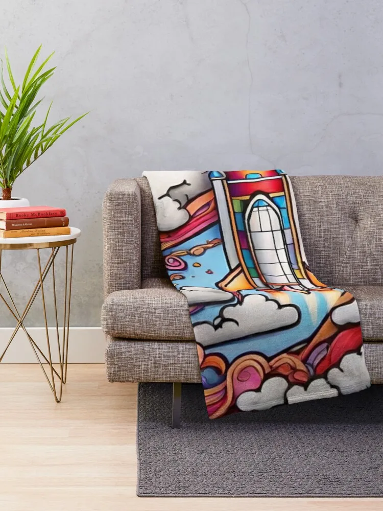 Rocket's Ascension: A Coloring Page Journey to the Sky Throw Blanket For Decorative Sofa Picnic decorative Soft Plaid Blankets