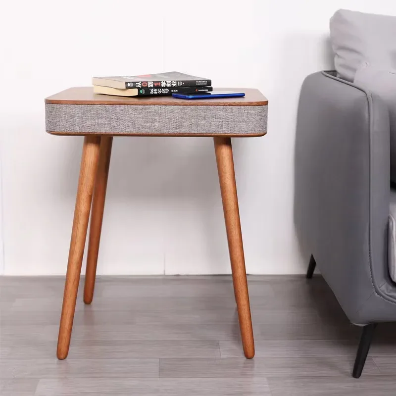 Nordic Style Coffee Table with HIFI Bluetooth Speaker Creative Wireless Charging Side Table with Stereo Audio Corner Table