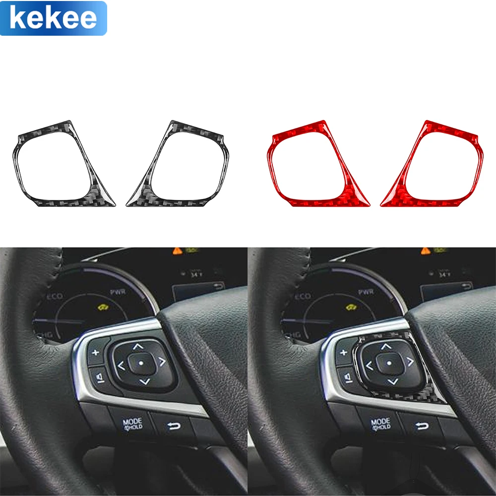

For Toyota Camry 2015 2016 2017 Button Frame Cover Real Carbon Fiber Stickers Car Interior Moulding Accessories