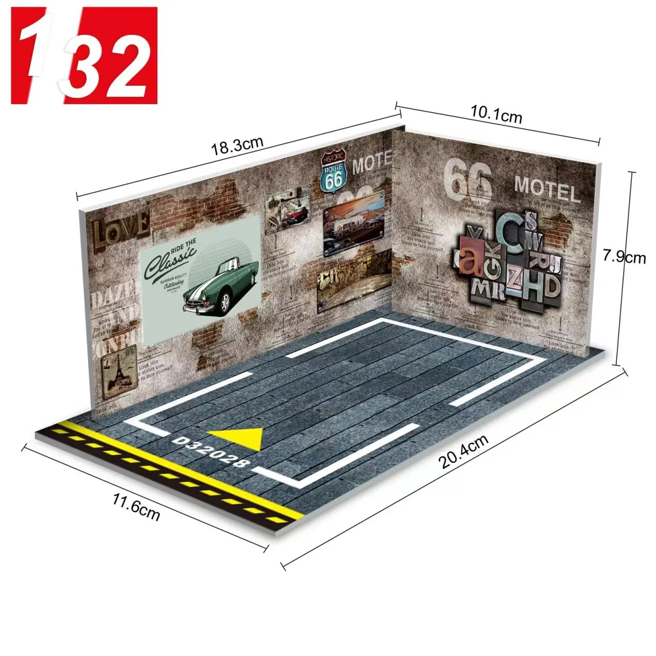 1:32 1:24 PVC simulation of underground parking lot building model, live broadcast scene decoration with lighting A887