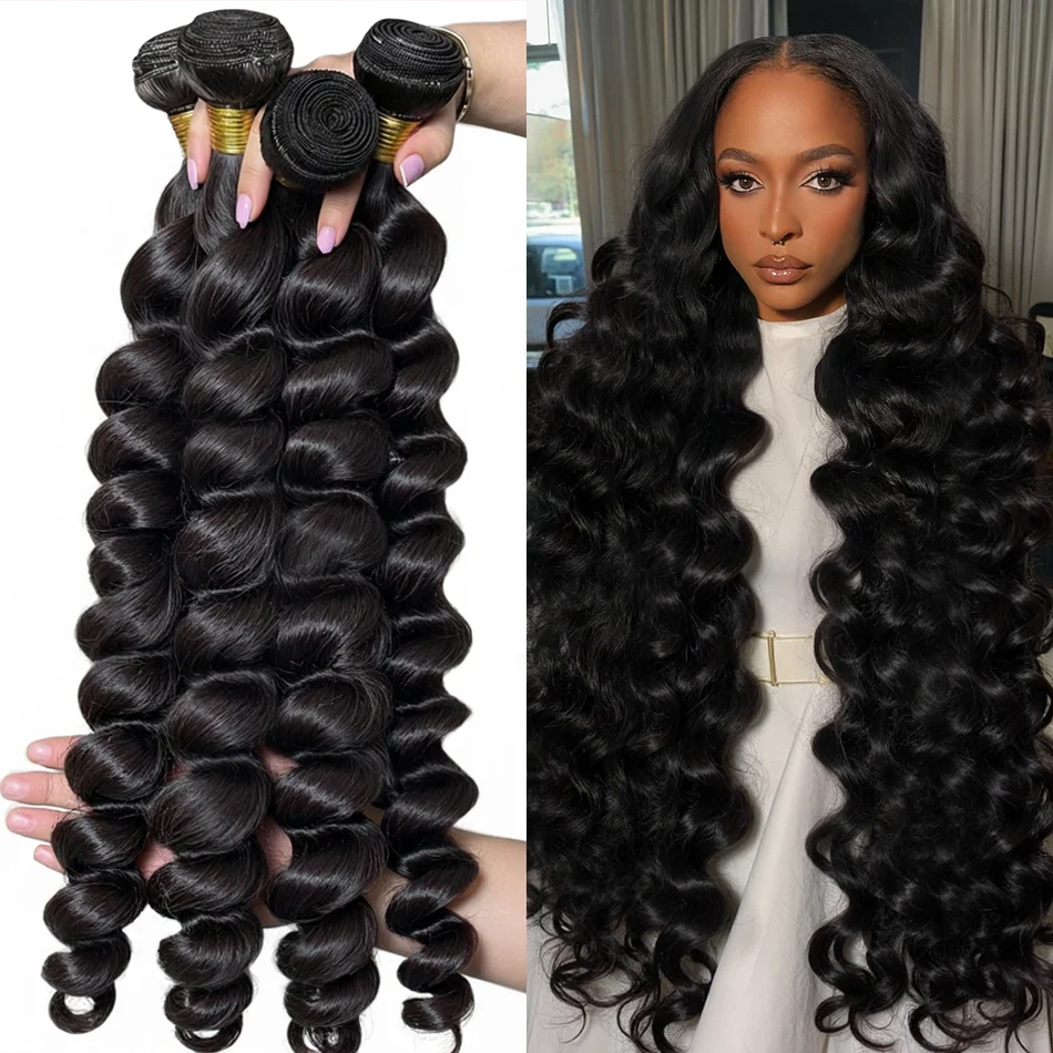 

Натуральные волосы Mossily: Нескользящие волнистые пучки Double Weft для наращивания, необработанные бразильские волосы, 1, 2, 3, 4 пряди для плетения