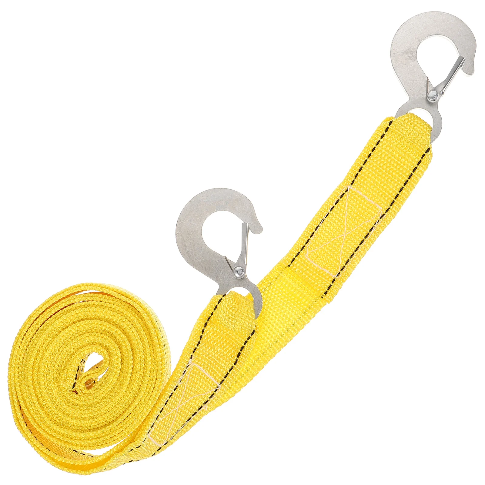 Recovery Rope Car Tow Short Ratchet Straps Lace up Chains with Hooks Yellow Nylon Towing