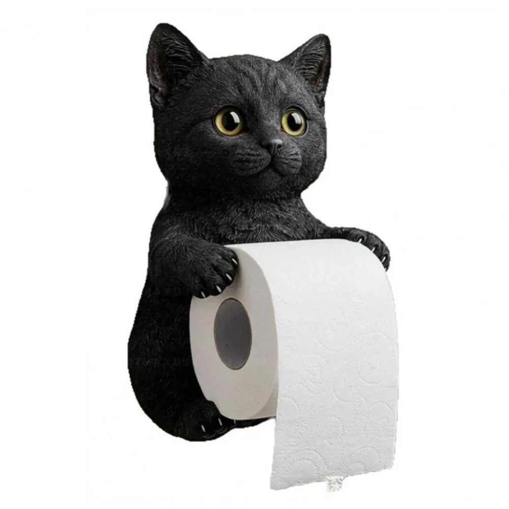 

Resin Cat Toilet Paper Holder Wall Mounted Storage Dispenser Bathroom Paper Towel Dispenser Toilet Roll Holder
