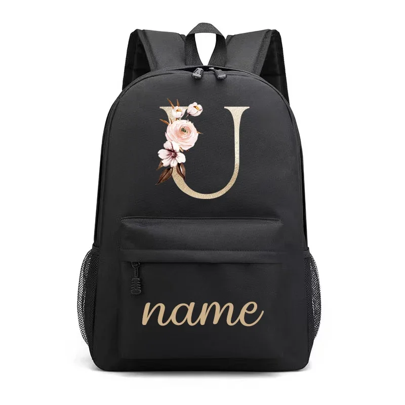 Custom Letter Name New Canvas Couple High School Bag Men Backpack Shoulders Laptop Backpack Unisex Backpacks Sport Bag