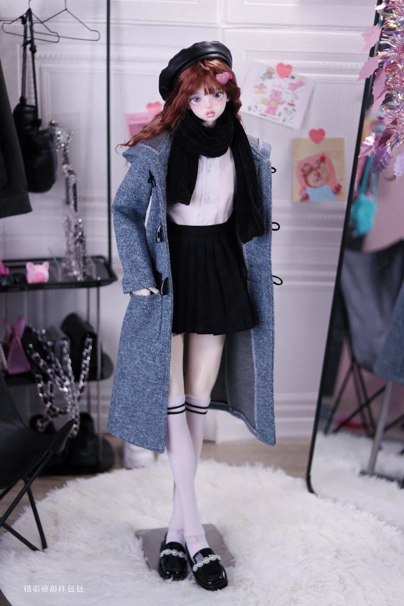 BJD Doll Clothes Suit Including Coat Shirt Pleated Skirt Beret Scarf Socks For 1/3 BJD SD DD SD17 POPO68 Uncle SSDF ID75 Doll