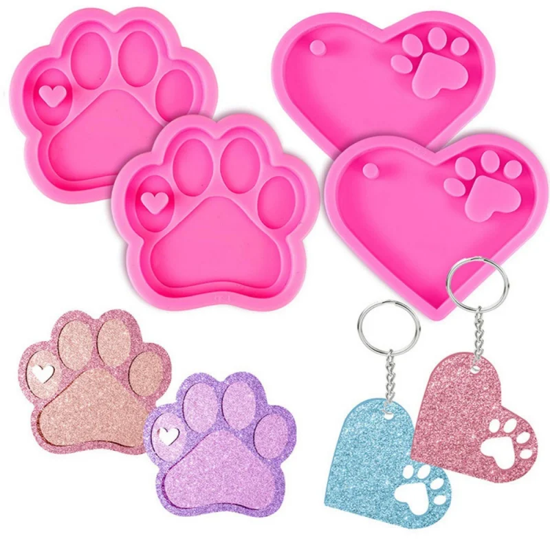 DIYCat's Paw Dog's Paw Pendant Silicone Mold Pet Dog Gifts & Crafts Keychain Epoxy Mold