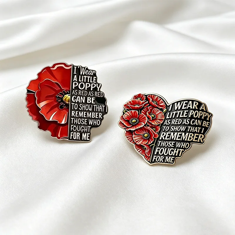 Creative Red Friday Brooch Memorial Day Badges Remembrance Day Patriotic Fashion Clothes Pins Backpack Decoration Jewelry Gifts - view 6