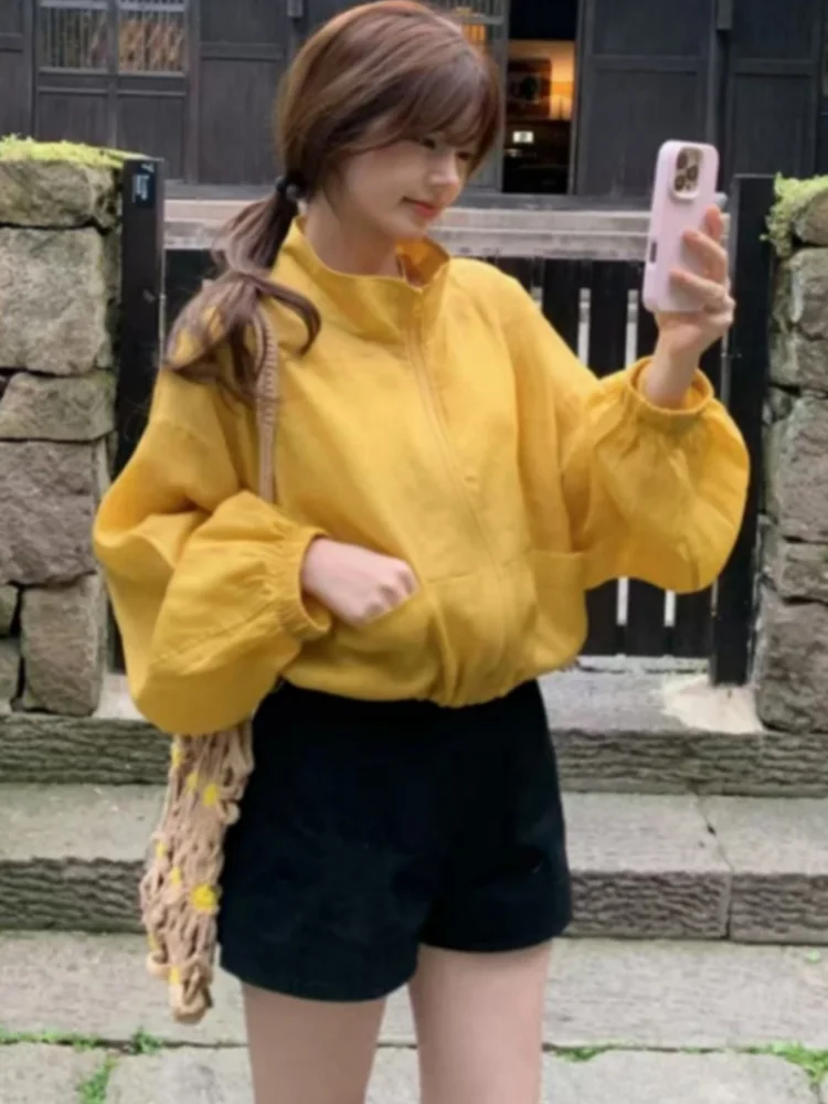 Giacche imbottite corte da donna Taglia maniche lunghe Colletto rialzato Tasche per il tempo libero Risvolto Alto Techwear europeo americano Bf Punk