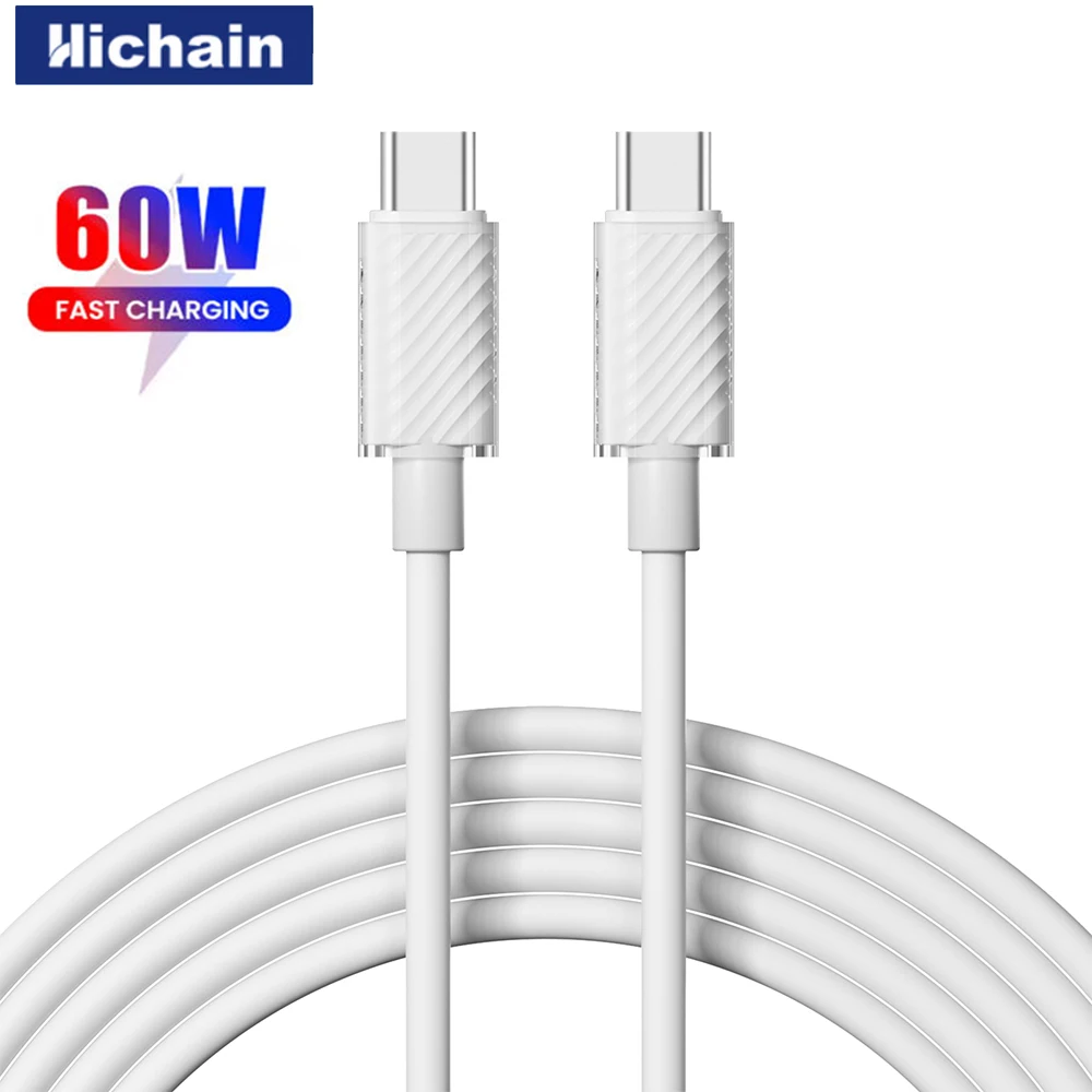 hichain-2パック-usb-c-to-c-急速充電ケーブル-pd60w-液体シリコン製-type-c-to-c-充電コード-iphone、ノートパソコン、タブレット対応