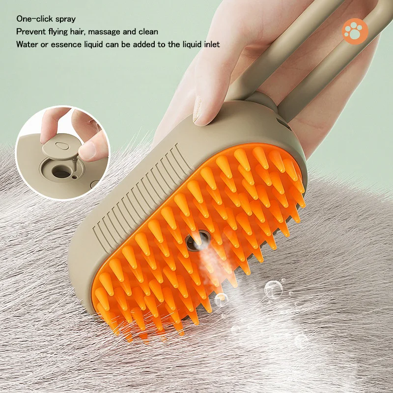 

Steamy Dog Brush Electric Spray Cat Hair Brush 3 in1 Pet Massage Comb Pet Grooming Anti-Static Removing Tangled and Loose Hair