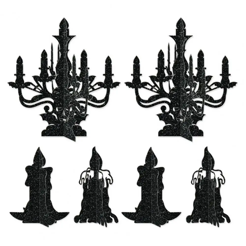 Small Ornament Set Festive Halloween New Year Decorations Set for Home Party Atmosphere 6pcs Cardboard Tabletop Ornaments