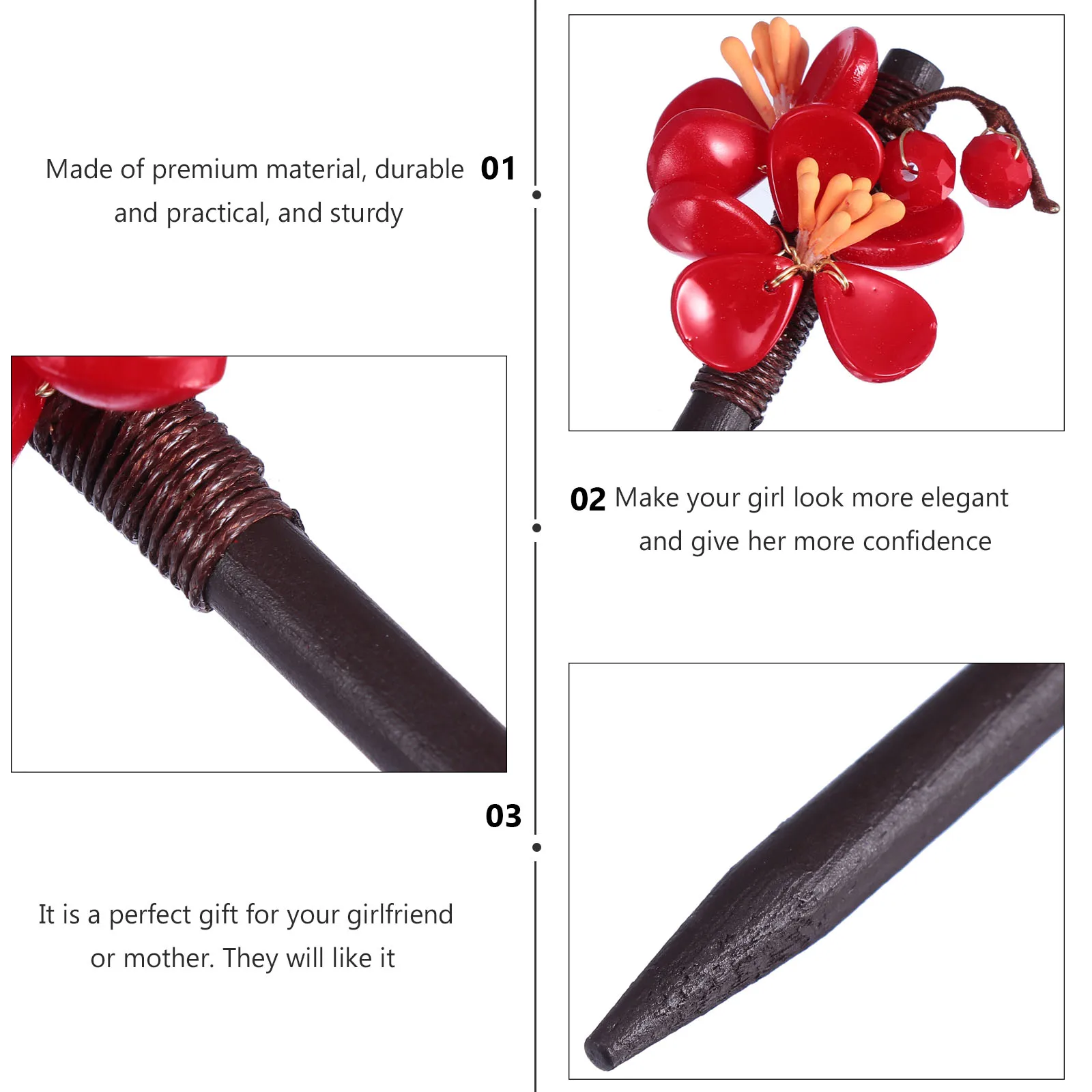 

1pc Hairpin Traditional Ancient Oriental Flowers Stick Ceremonies Handmade Glass Clasp Decorative Sticks Retro Hairstyle