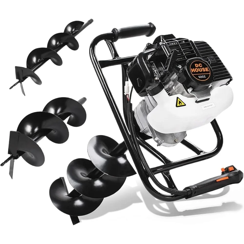 

HOUSE 52cc 1800W Gas Powered Earth Auger EPA Certified Post Hole Digger, with 2 Drill Bits 6-10, Mixing Ratio 30:1, for Fence
