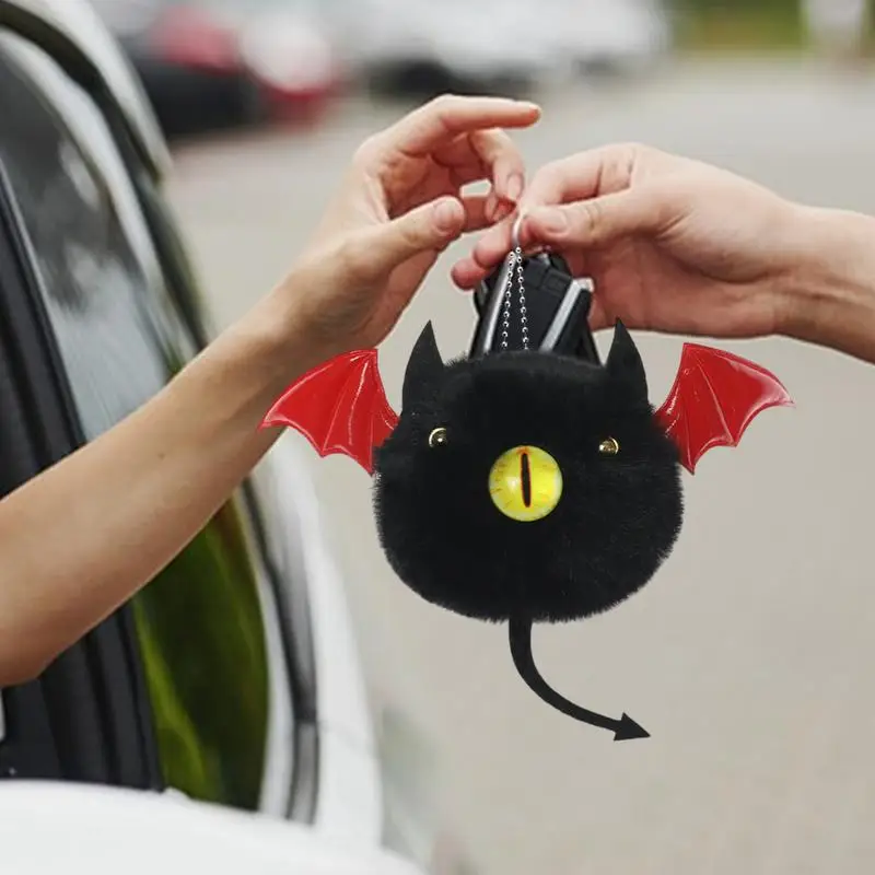 Plush Pendant For Tote Bag Devil Key Rings Pendant Purse Cartoon Keychain Soft Key Holder Car Handbag Keyring For Women