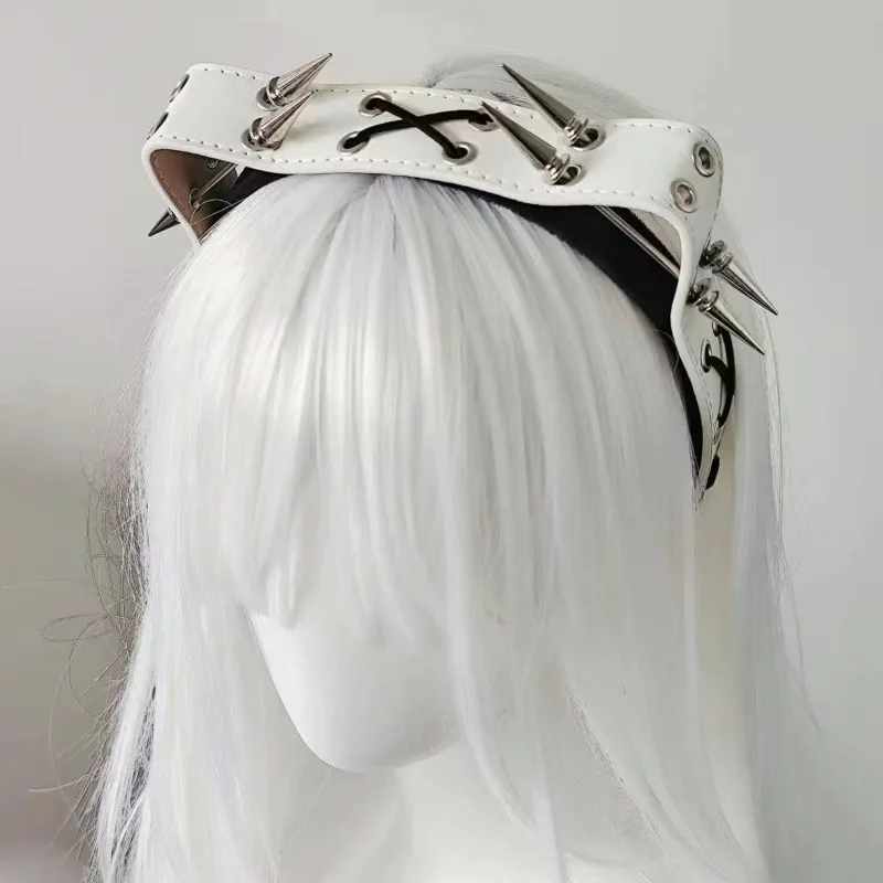 Darkly الشرير القط الأذن برشام عقال ثقافة فرعية وأشار مخالب القط المعادن الثقيلة الجلود عقال فتاة حار القوطية خوذة