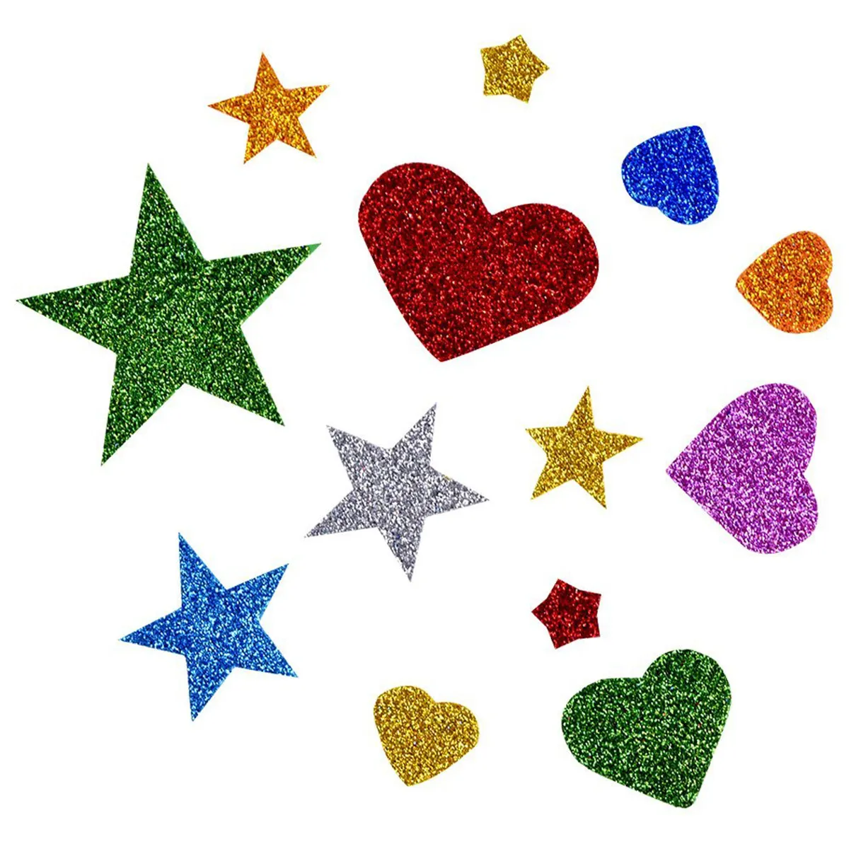 2Pack Wall Sticker Glitter Star Heart Self Adhesive for DIY Scrapbook Kids Craft Classroom Decoration Glitter Stickers