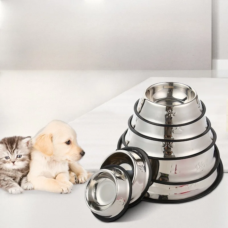 1 stücke Pet Bowl Anti Dumping Edelstahl Kreative Anti Rost Hundefutter Utensilien Haustier Katze Futter Schüssel