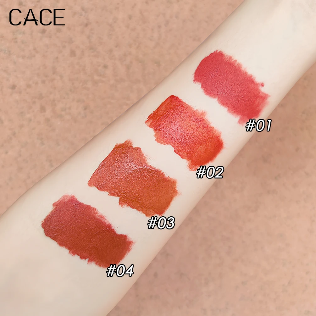 CACE 4 ชิ้นชุดลิปกลอส Matte Red Tint สําหรับริมฝีปากแต่งหน้า Long Lasting Water Fog Fox Lip Glaze ลิปสติกกันน้ําชุดเครื่องสําอางค์