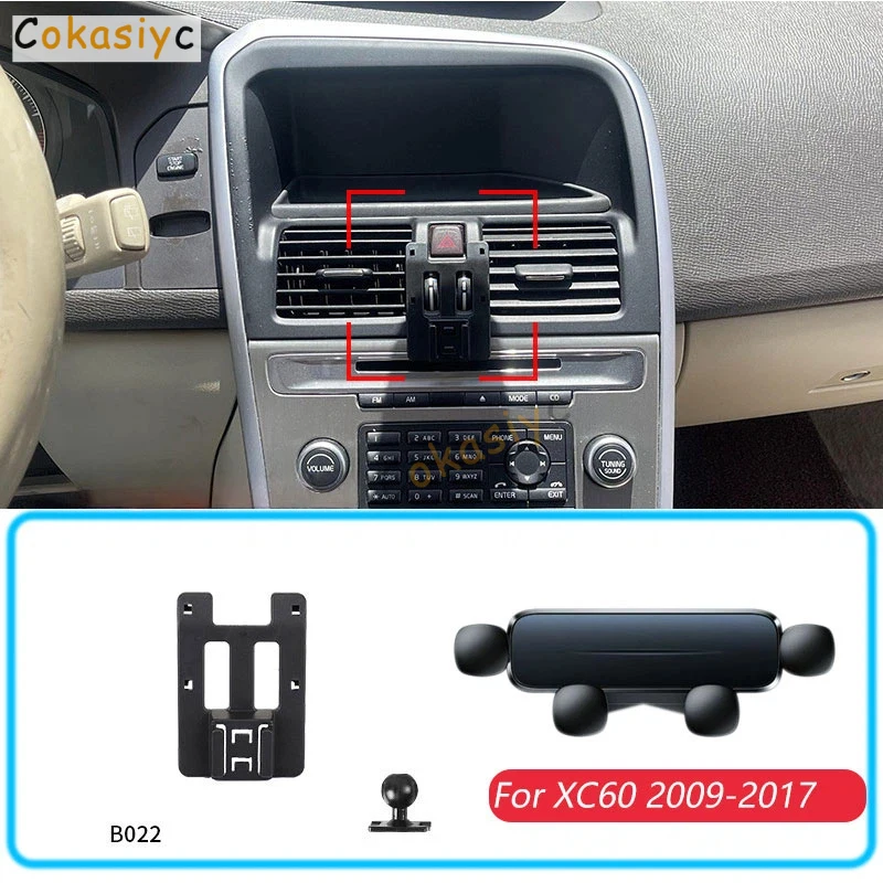 Car Phone Holder For Volvo XC60 2009-2017 Gravity Stand Mount Support Horizontal GPS Mobile Bracket Accessories With Base