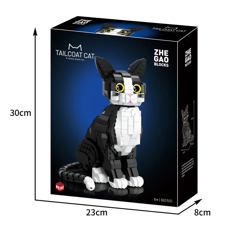 

2026 New In Tuxedo TAILCOAT Cat Building Blocks Bricks Creative Cartoon Animal Assembly Toy DIY Puzzle Birthday Gifts