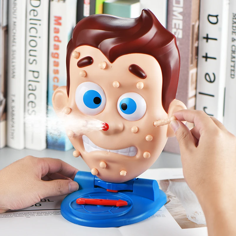 Hot Sale Novelty Party Game Toys Simulate Face Squeeze Acne Water Spray Popping Pimple Board Game Parent-child Interactive Prop