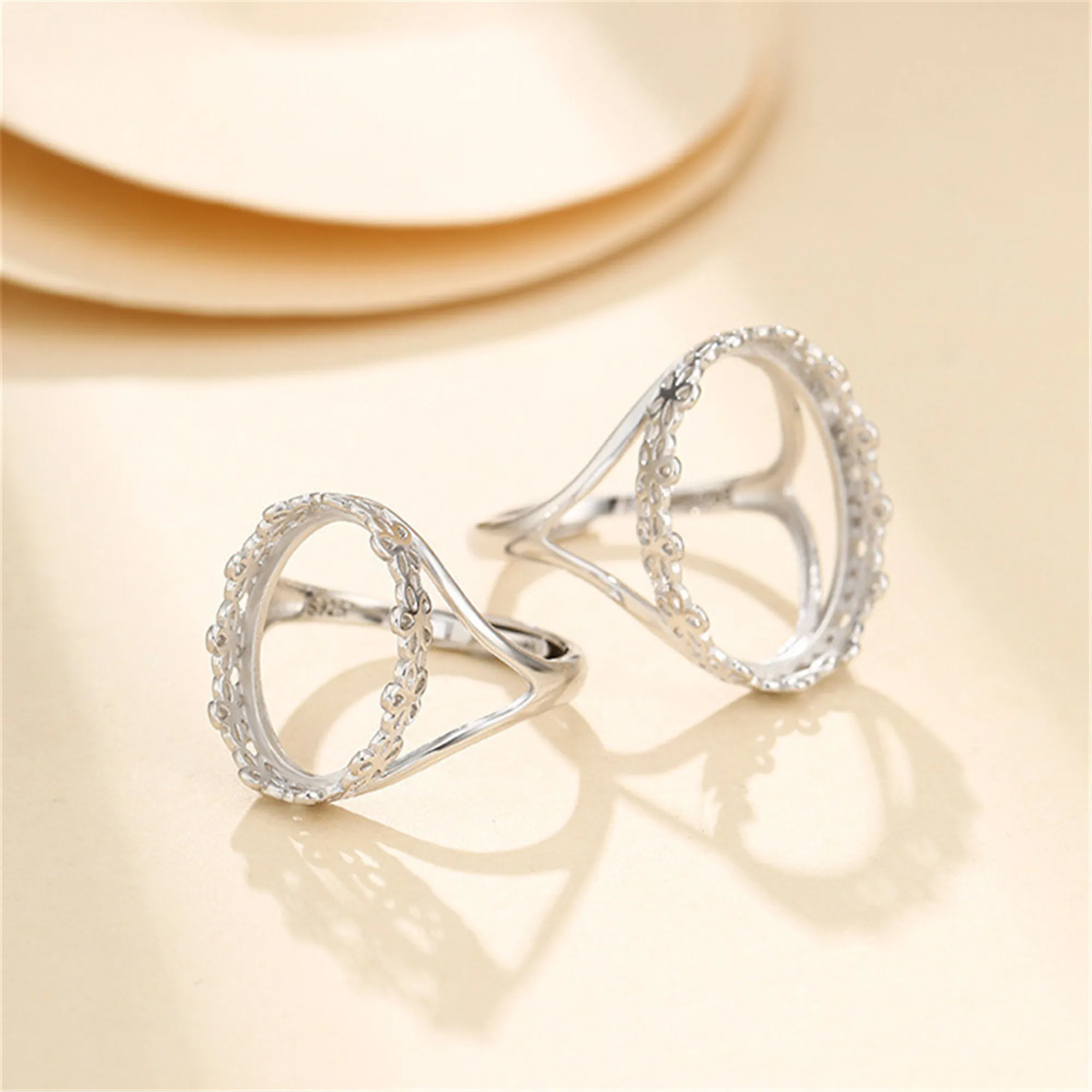 

925 Silver Adjustable Ring Blank for 8x12mm/10x14mm/11x15mm/12x16mm/14x17mm/14x19mm/15x18mm Oval Cabochons SR0539