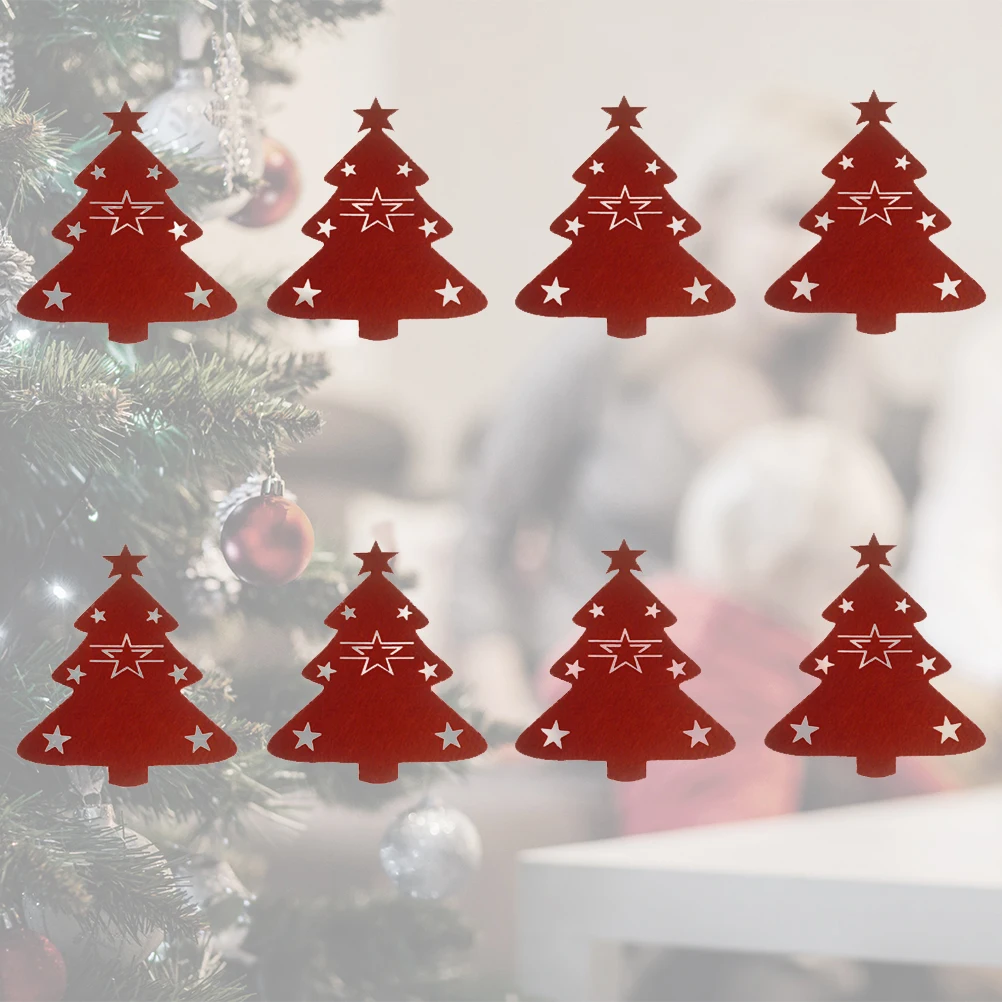 

8 Pcs Christmas Tree Tableware Set Cutlery Bags for Decorations Non-woven Fabric Holder