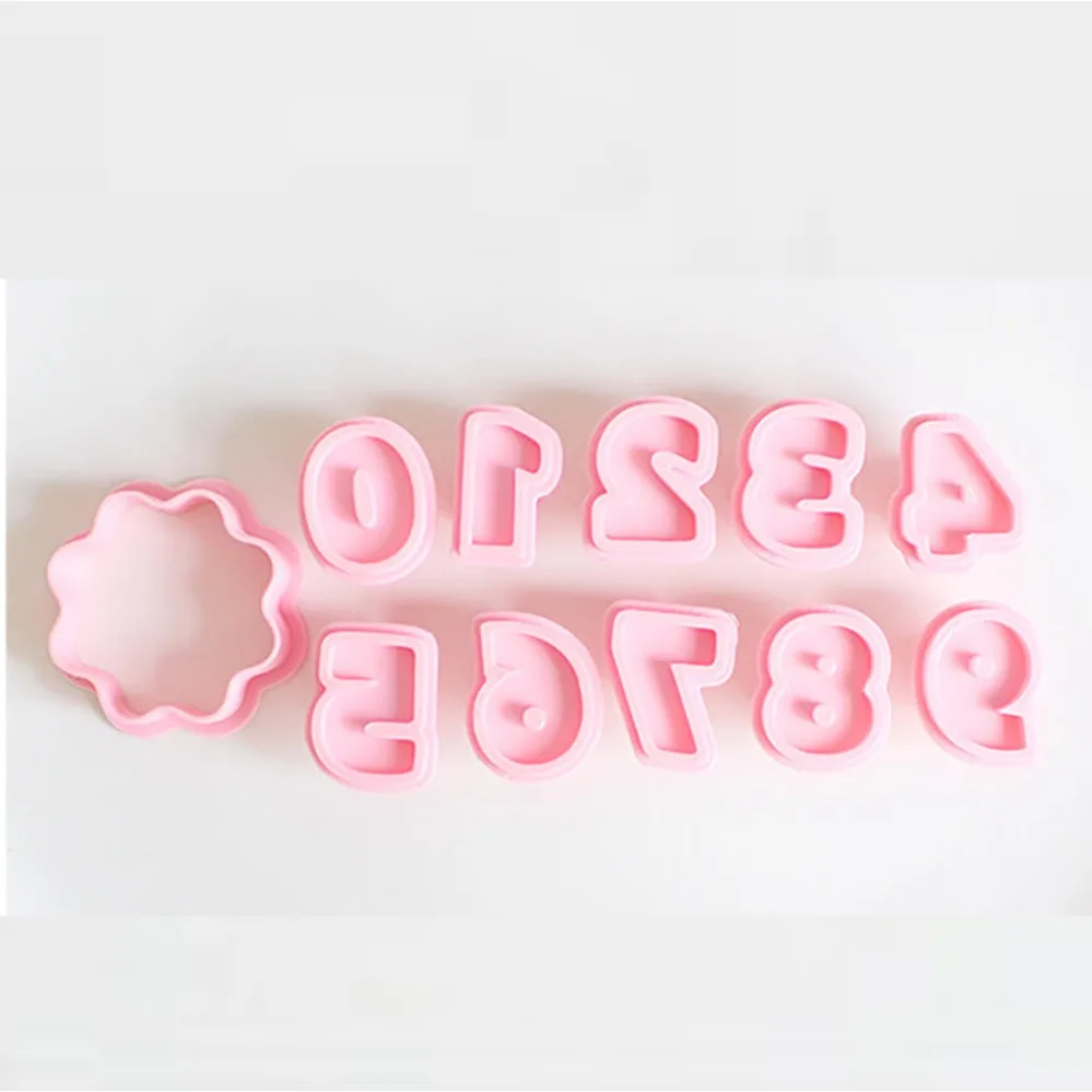 0-9 Scalloped Edge Number Cookie Cutters Biscuit Mold Fondant Stamp Set Multi Purpose DIY Baking Tools For Homemade Birthday