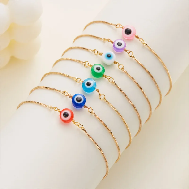 Lucky Turkish Blue Evil Eye Bracelets for Women Men Minimalist Gold Color Chain Bracelets Student Friendship Jewelry Gifts