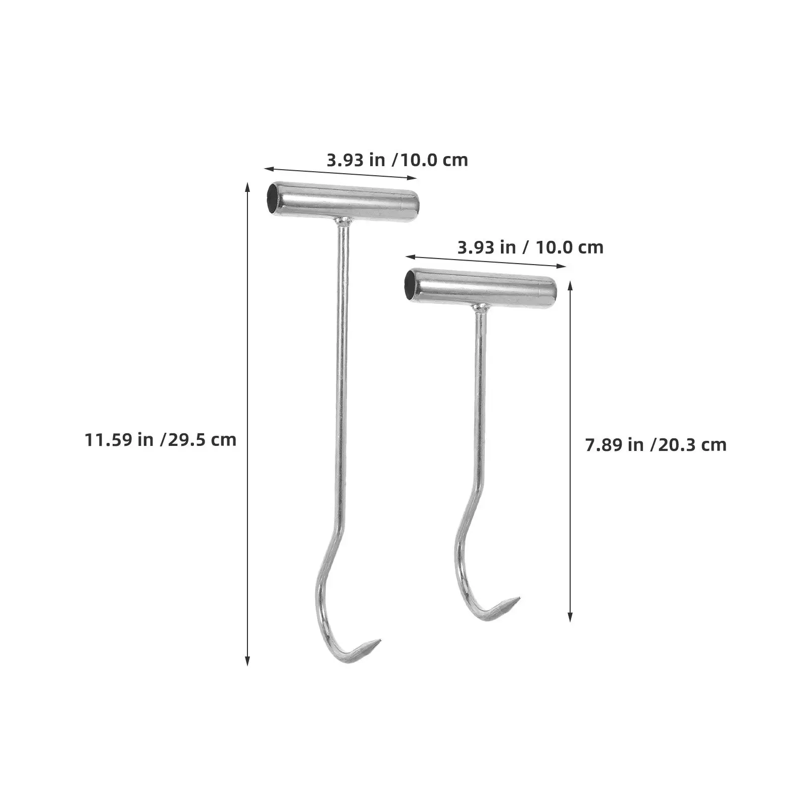 2Pcs Metal Manhole Cover Hooks Heavy Duty T Handle Multipurpose Lifting Tool Manhole Cover Removal Door Opening Meat Processing