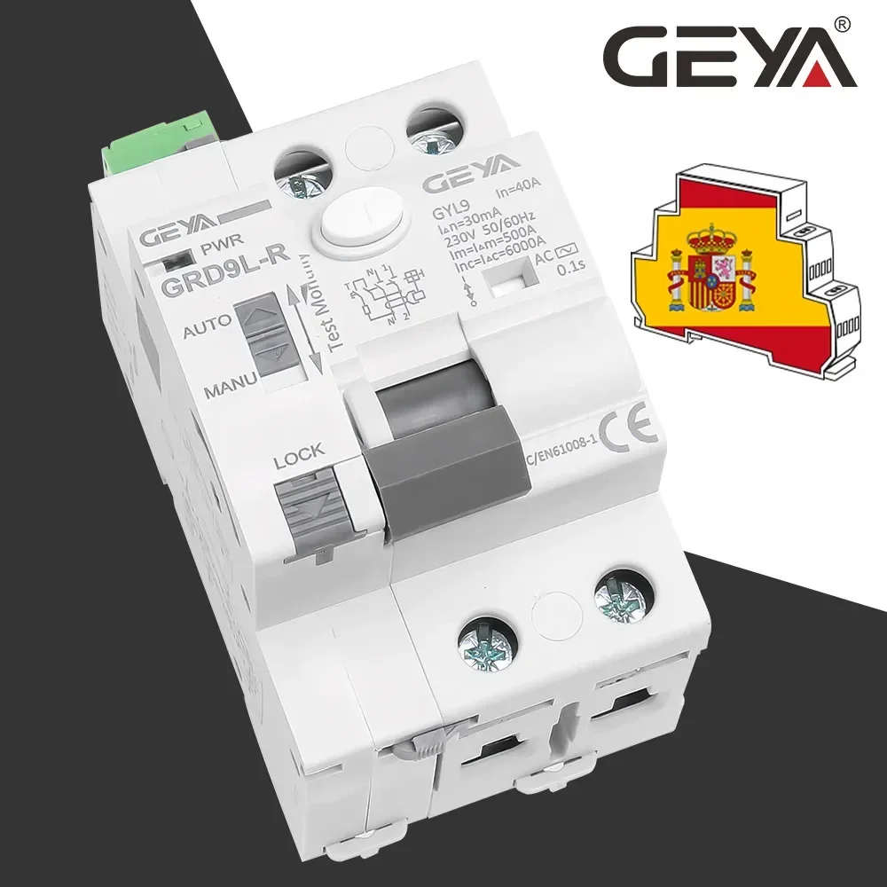 

GEYA RCCB Smart Breaker – 2P 40A, 30/100/300mA, AC Type, Automatic Self-Reclosing, RCD Protection