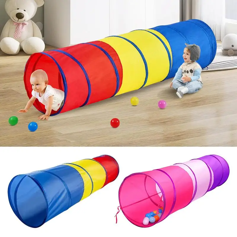 

Kids Play Tunnel Foldable Children's Tent Crawling Tunnel Play House Indoor Toy Tube Baby Crawling Games Rainbow Tent For Kids