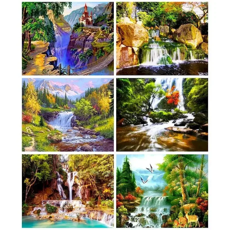 

134407 Acrylic Painting by numbers Picture Paint Waterfall Landscape DIY Pictures by numbers Adults Crafts Wall Decor