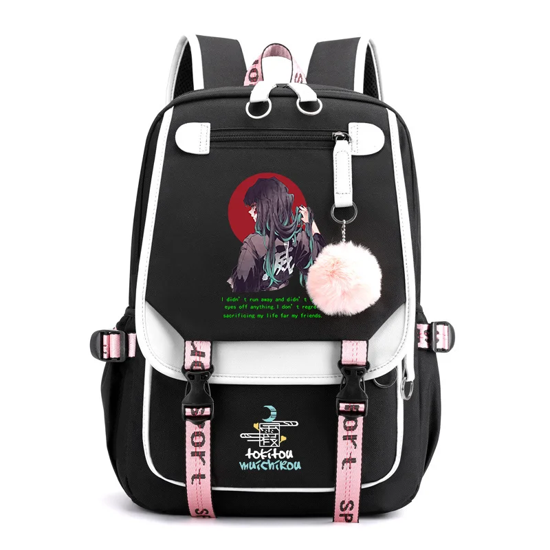 Anime Tokitou Muichirou Cooler Rucksack Teenager Mode Straße USB Rucksack Tokitou Muichirou Rucksack Große Kapazität Rucksack