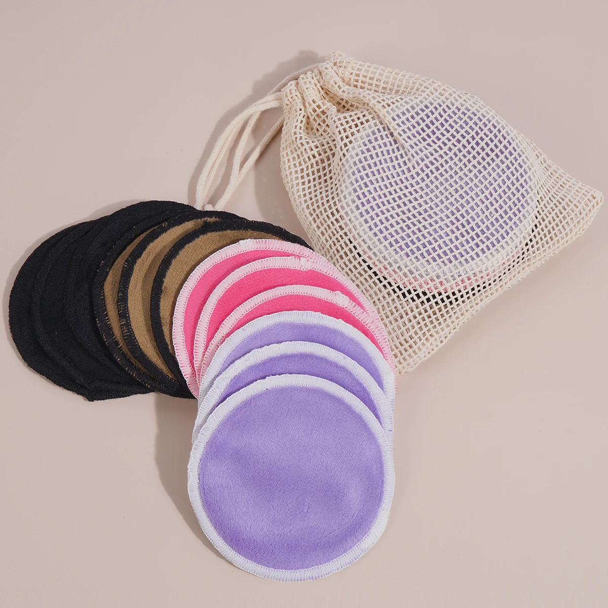 MAANGE 12pcs/Pack Makeup Remover Pads Reusable Bamboo Cotton Pads Washable Rounds Cleansing Facial Cotton Make Up Removal Pads